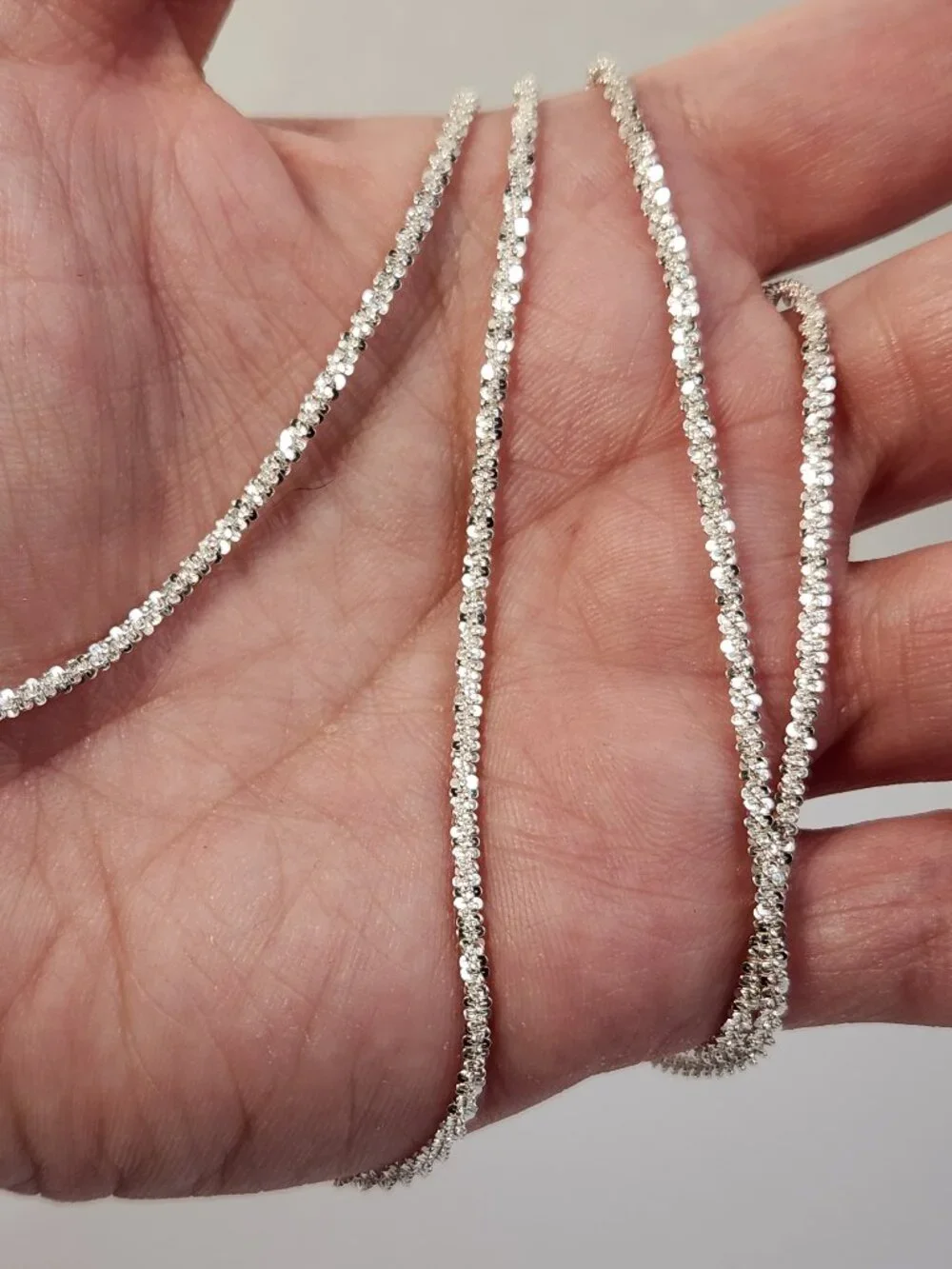 VTG NIB Italian Sterling Silver 925 Diamond-cut Criss Cross Chain Necklace 24